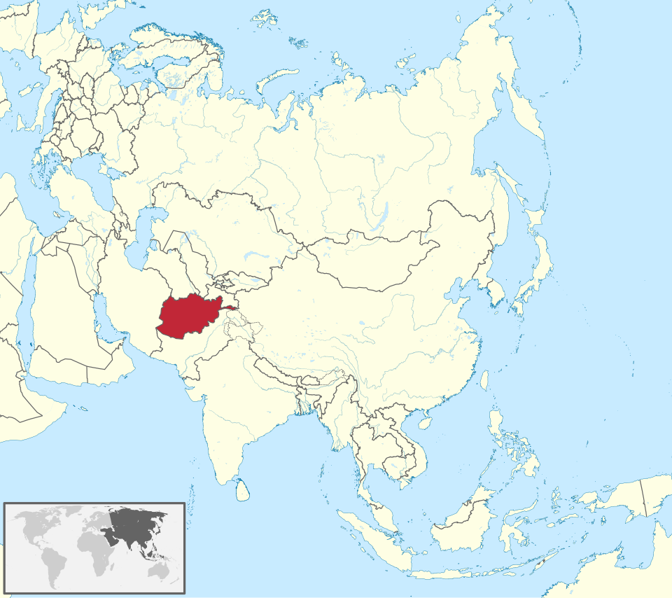 アフガニスタンの位置（アジア内のロケーターマップ）